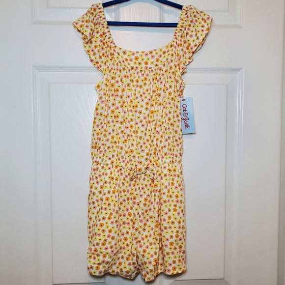Cat & Jack Romper Floral Yellow Sz M 8 NWT - Picture 1 of 6